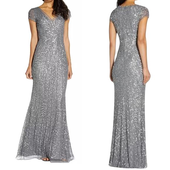 NWT ADRIANNA PAPELL DRESS GOWN MOTHER OF THE BRIDE FORMAL EVENING WEDDING GUEST - Picture 2 of 16